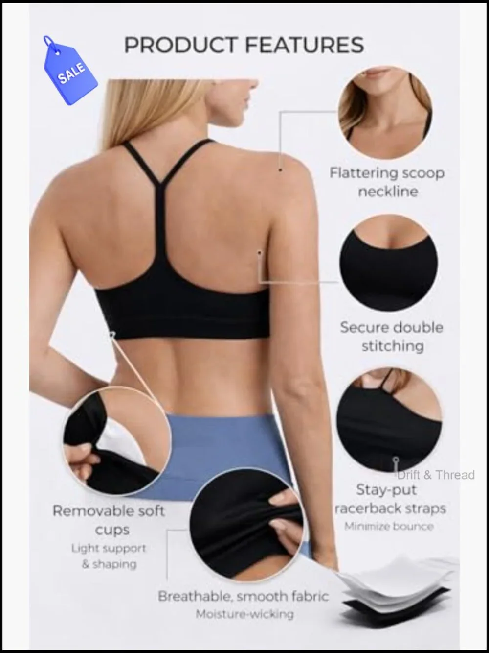 Y Back Sports Bra Padded Racerback Spaghetti Strap Light Support Yoga Bralette